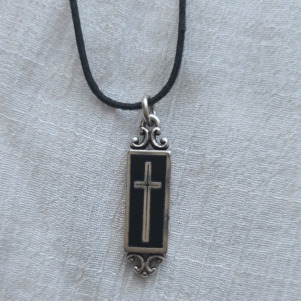 Brighton Black and Silver Minimalist Cross Necklace - Picture 2 of 6